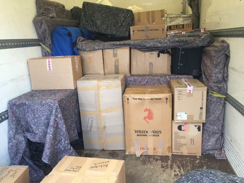 Loading the first van at pick-up