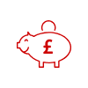 piggy bank in red